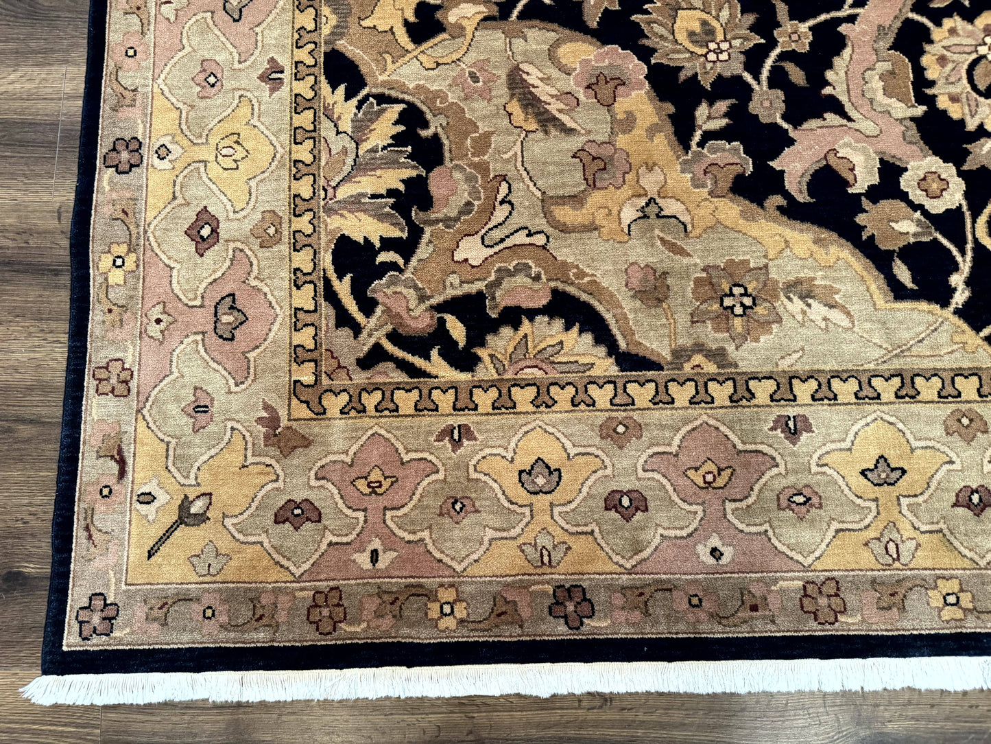 Handmade Wool Rug 8x10 Traditional Oriental Black and Beige Nourison