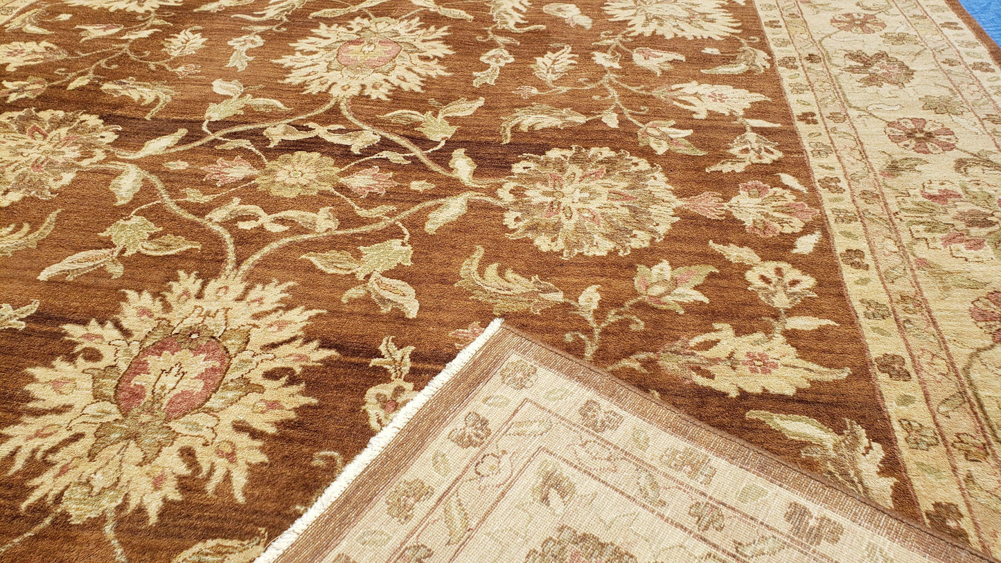 Indo Persian Rug Mahal Sultanabad Handmade Wool Area Rug 10x14 Burnt Orange Beige