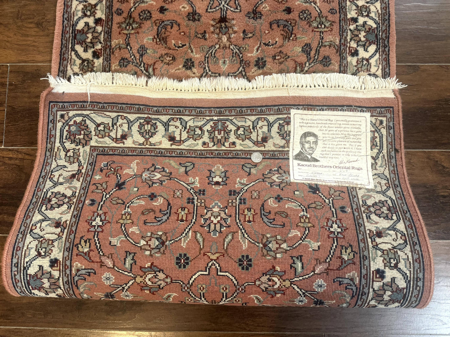 Indo Persian Hand Knotted Wool Oriental Runner Rug 2 6 By 10 Hallway Coral Cream