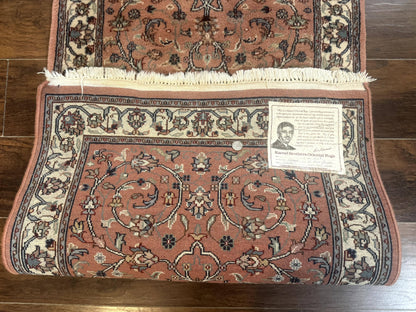 Indo Persian Hand Knotted Wool Oriental Runner Rug 2 6 By 10 Hallway Coral Cream