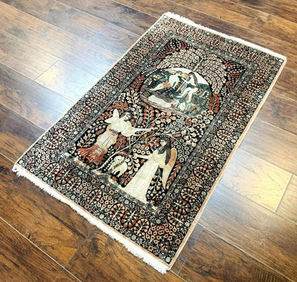 Sino Persian Pictorial Rug Garden Of Eden Adam And Eve Tree Of Life Design Silk Hand Knotted 580 KPSI Masterpiece 2.7x4