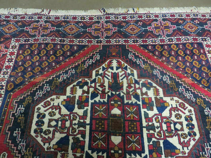 Vintage Turkish Tribal Wool Rug Medallion Hand Made 4x5 Size