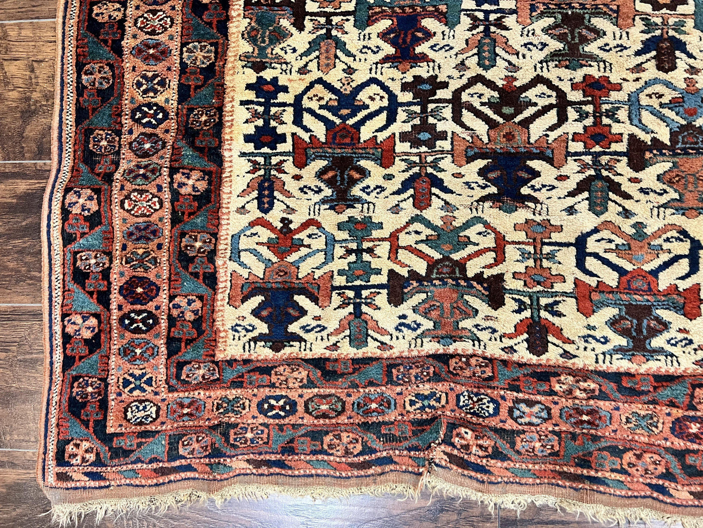 Persian Afshar Rug 5x6 Handmade Wool Tribal Carpet With Allover Repeated Motif