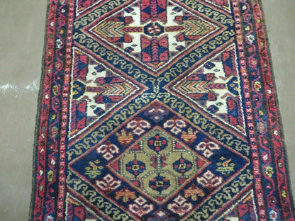 Turkish Anatolian Wool Runner Rug Antique Handmade Allover Pattern 30 By 113 Inches