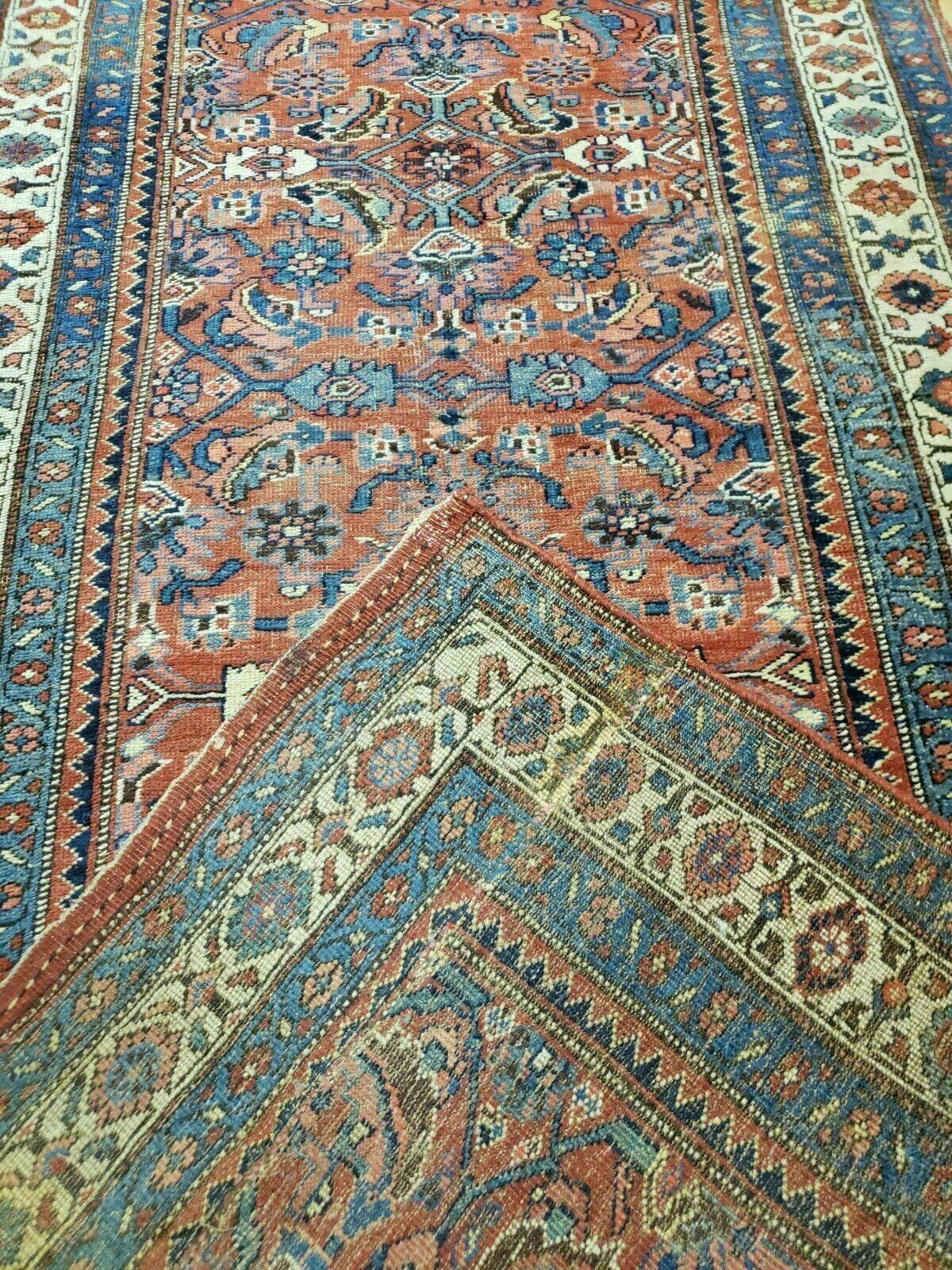 Antique Handmade Turkish Wool Rug Runner 3 Ft 8 In By 11 Ft Veg Dye Rust Red