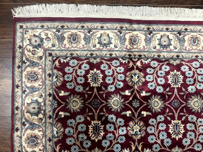 Persian Wool Rug 4x6 Floral Allover Vintage Plum And Ivory Handmade