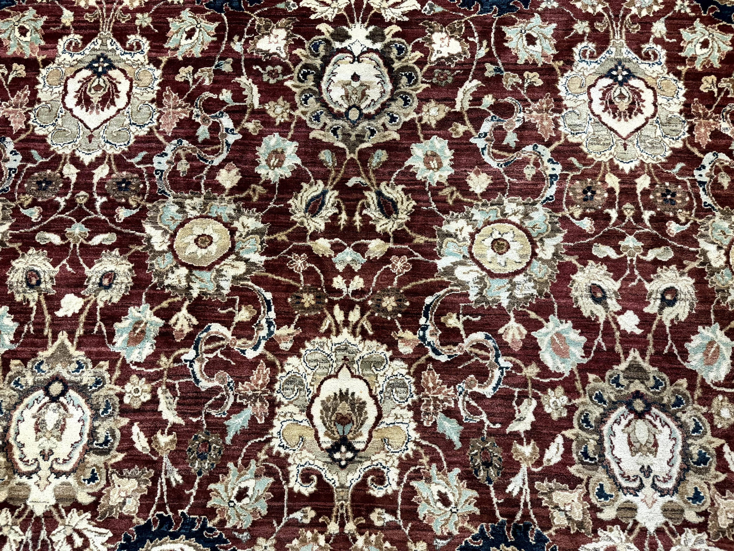 Agra Rug Palace Sized Indian Wool Hand Knotted Floral Carpet 12x17