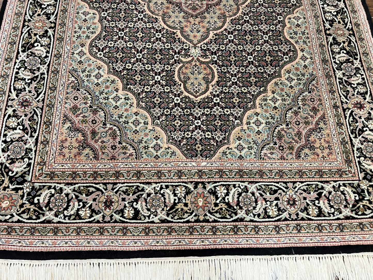 Persian Rug Hand Knotted Wool 4x6 Herati Mahi Vintage Black