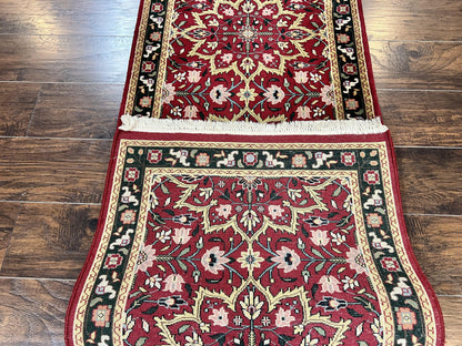 Indo Persian Runner Rug 2.6 X 10 Floral Hand Knotted Wool Hallway Red