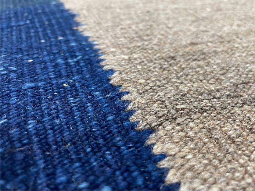 Turkish Kilim Rug Geometric Wool Handcrafted 5 Feet 7 Inches By 7 Feet 9 Inches Gray Blue