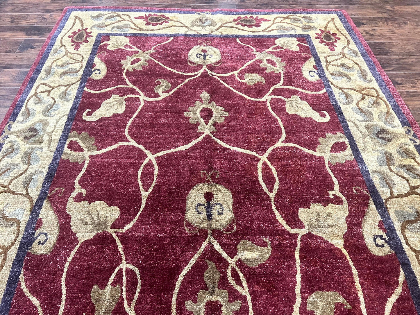 Tibetan Aubusson Rug 8x10 Handmade Wool Floral Vintage Traditional