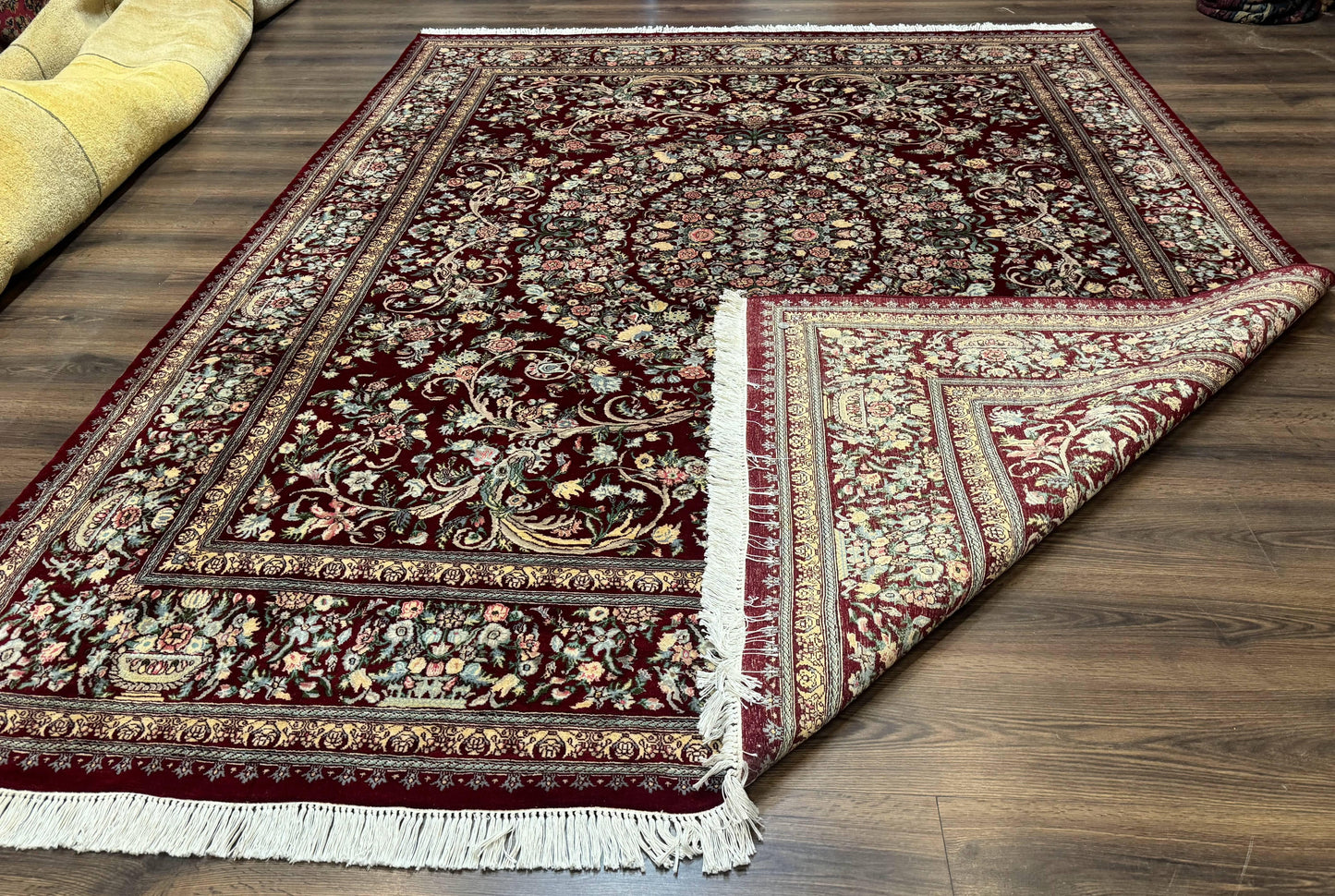Persian Rug Burgundy 8x10 Hand Knotted Wool Floral Pak Carpet