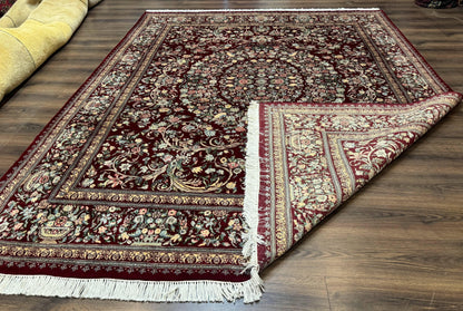 Persian Rug Burgundy 8x10 Hand Knotted Wool Floral Pak Carpet