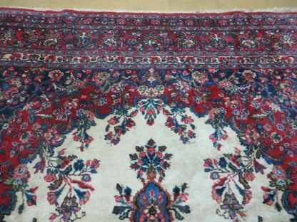 Persian Sarouk Rug 9x12 Hand Knotted Wool Antique Oriental Carpet With Vegetable Dyes