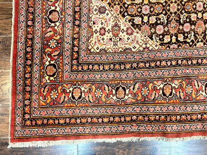 Rare Antique Persian Tabriz Rug 9x12 Handmade Wool Red Herati Pattern
