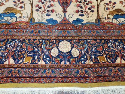 Antique Persian Kashan Tree of Life Rug 10x13 Wool Carpet