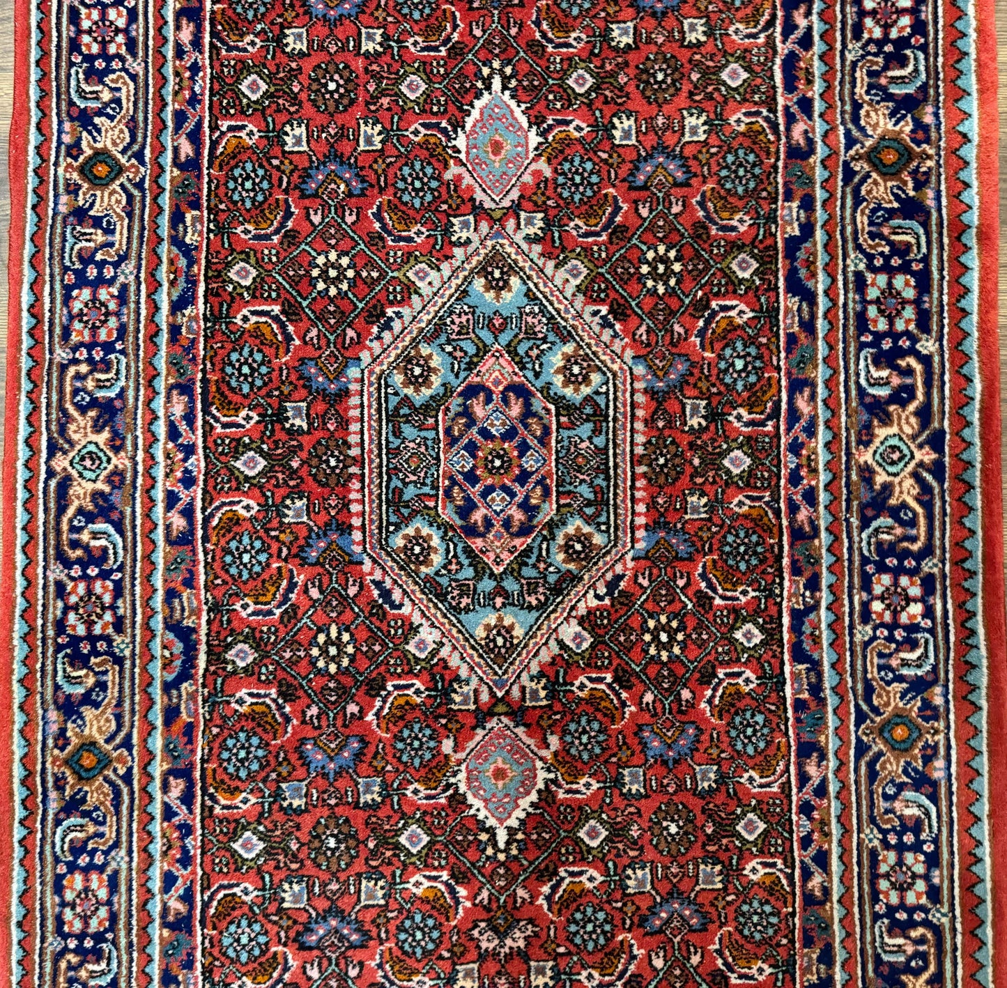 Indo Persian Bidjar Runner Rug 3 x 18.6 Wool Long Oriental Carpet