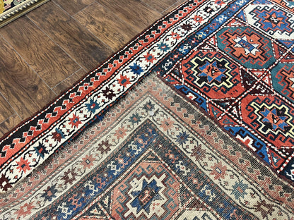 Antique Caucasian Kazak Runner Rug 4 X 9.5 Handmade Wool Hallway Carpet