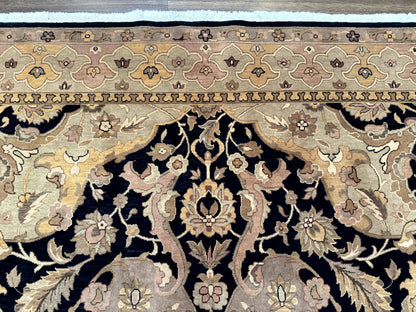 Handmade Wool Rug 8x10 Traditional Oriental Black and Beige Nourison