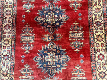 Turkish Rug Square 6x6 Handmade Azerbaijani Wool Geometric Carpet