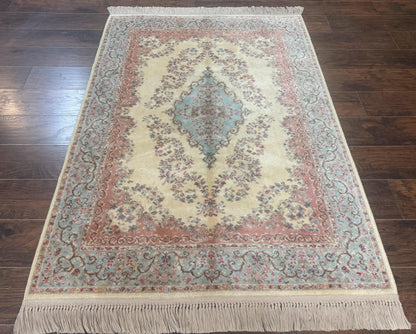 Karastan Kirman Wool Rug 4x6 Pastel Ivory Vintage Discontinued