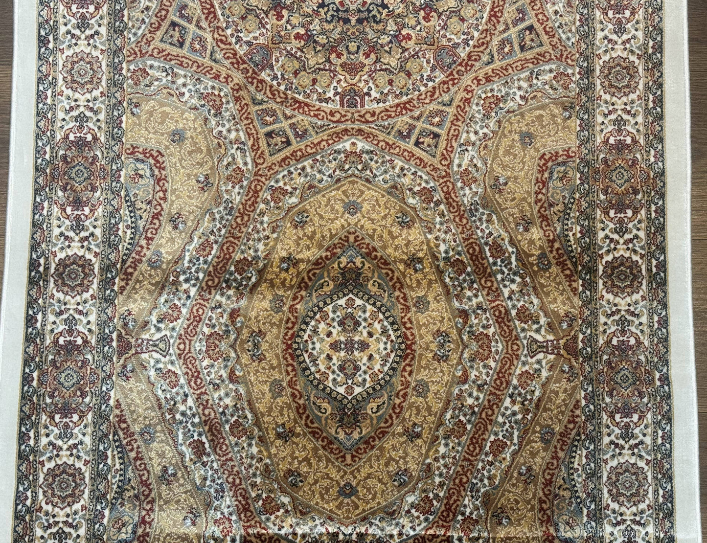 Turkish Silk Runner Rug 2.6x13 Dome Design Hereke Bamboo Silk Floor Runner