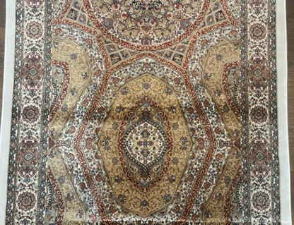 Turkish Silk Runner Rug 2.6x13 Dome Design Hereke Bamboo Silk Floor Runner