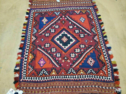 Antique Turkish Kilim Rug Handcrafted Wool 3 By 4 Ft Vintage Floor Covering