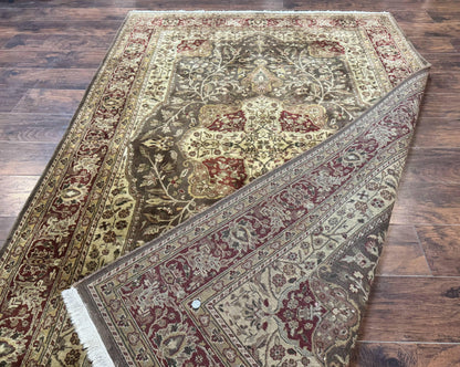 Indo Persian Rug 6x9 Handmade Wool Vintage Floral Cross Pattern