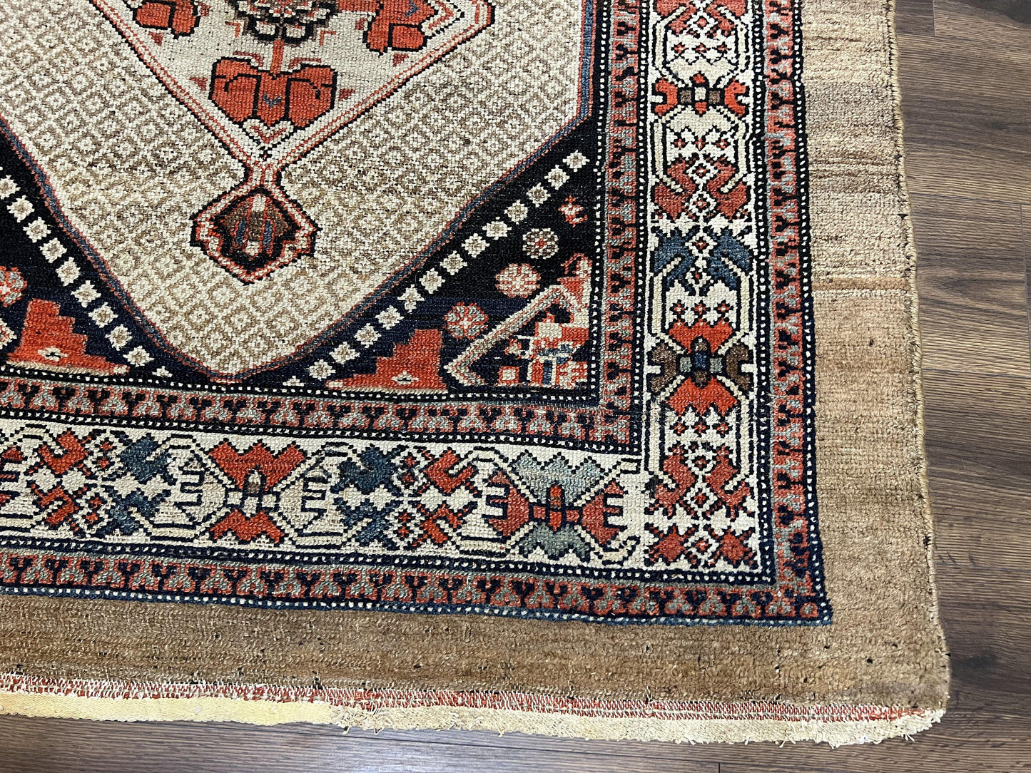Rare Persian Sarab Tribal Runner Rug 4 By 10 Antique Geometric Medallions Camel Hair