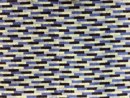 Wool Runner Rug Blue Multicolor Mosaic Design 4.7 x 12 Contemporary Power Loomed