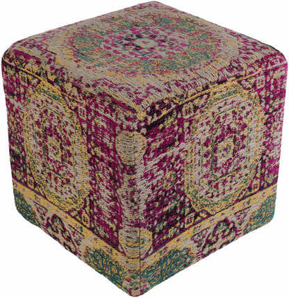 Gretna Magenta Ottoman Pouf By Adin Collection For Living Room Decor And Flexible Seating