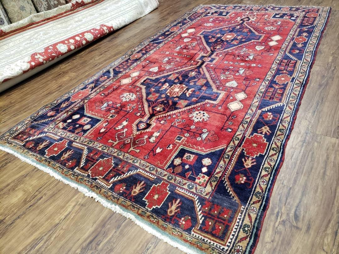 Antique Persian Rug Hand Knotted Zanjan Nahavand Heriz Wool 5x9 Handcrafted