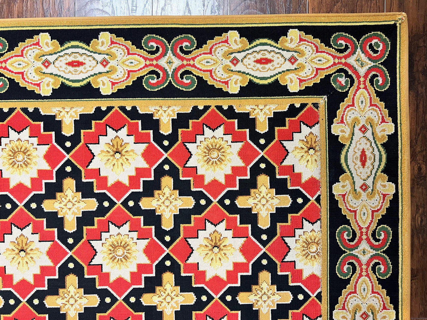 Runner Rug 4x19 Wool Panel Design Hallway Carpet Vintage European Style