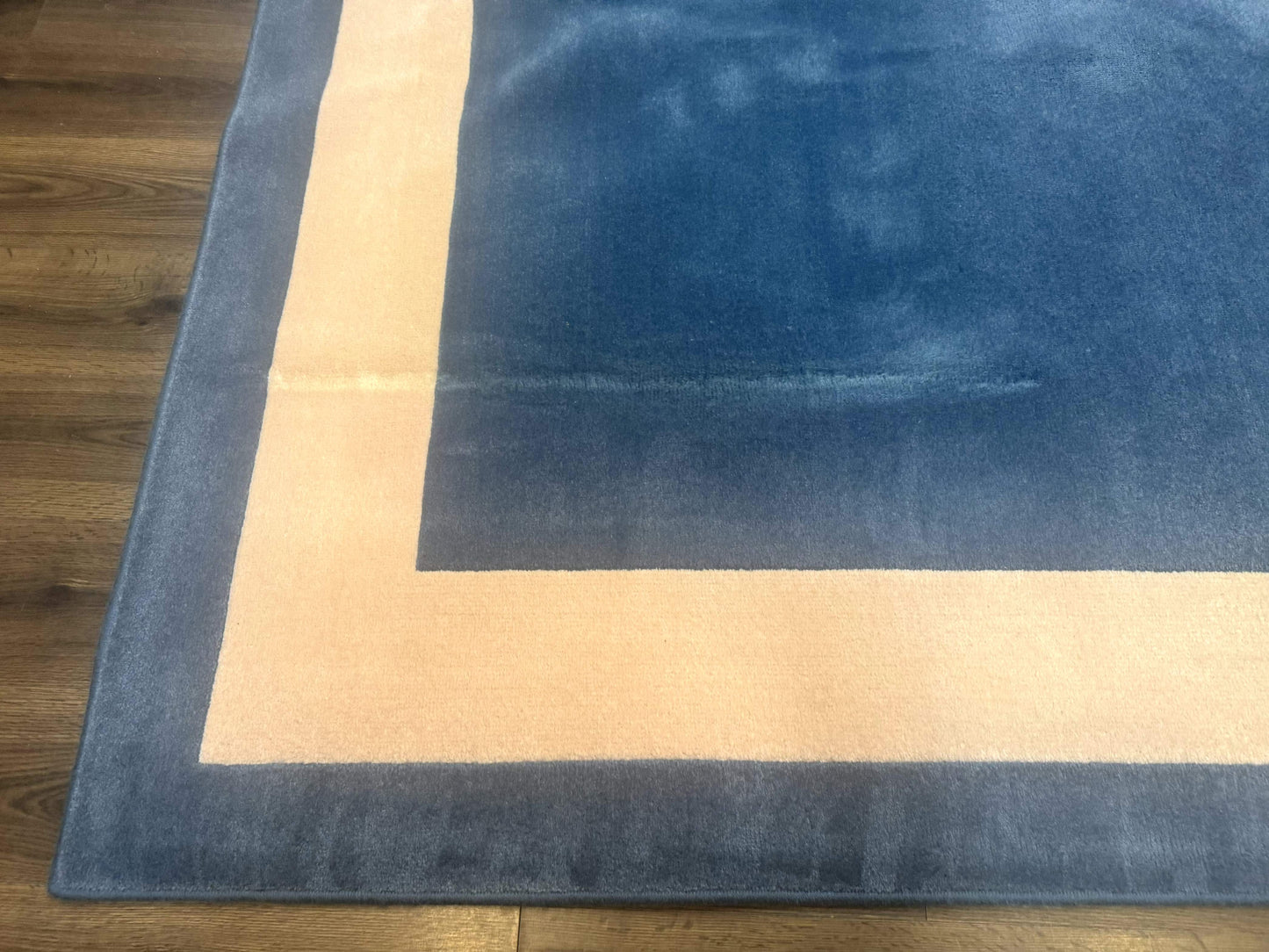 Blue And Cream Square Rug 10x10 Ft Hand Tufted Wool Modern Area Carpet