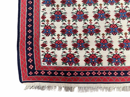 Vintage Kurdish Kilim Rug 3x5 Handwoven Heirloom Flatweave Collectible Beige
