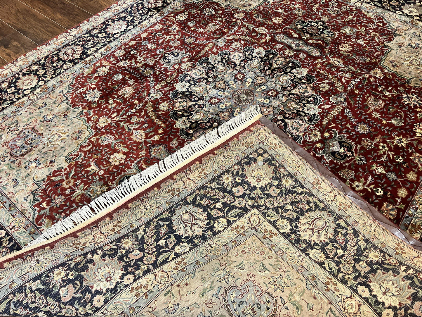 Persian Rug 8x10 Hand Knotted Wool Vintage Carpet Dome Medallion Floral Design