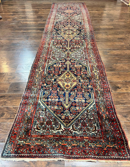Persian Runner Rug Antique Hand Knotted Wool Geometric Medallions Hallway Decor