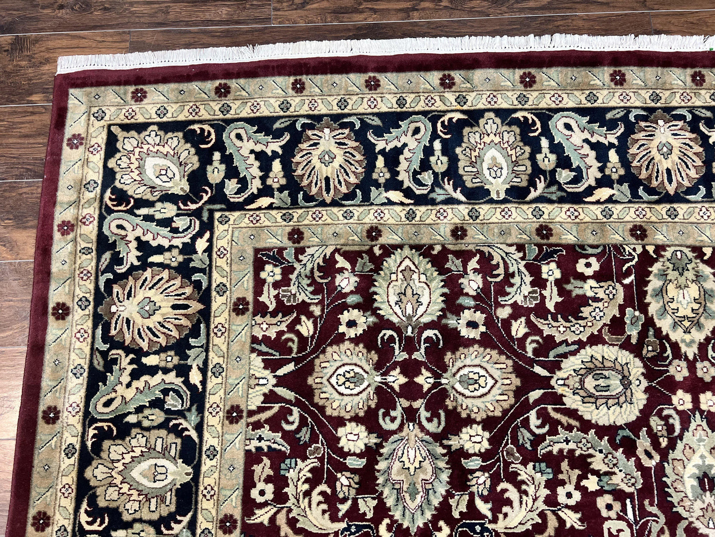 Indo Persian Rug 10x14 Hand Knotted Wool Floral Allover Vintage Handmade Carpet