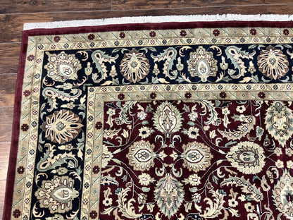 Indo Persian Rug 10x14 Hand Knotted Wool Floral Allover Vintage Handmade Carpet