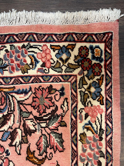 Persian Runner Rug 2.9x13.6 Vintage Hand Knotted Sarouk Wool Oriental Runner