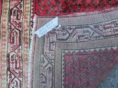 Antique Handmade Wool Runner Rug India Paisley Vintage Design 3 Foot 7 Inch by 10 Foot