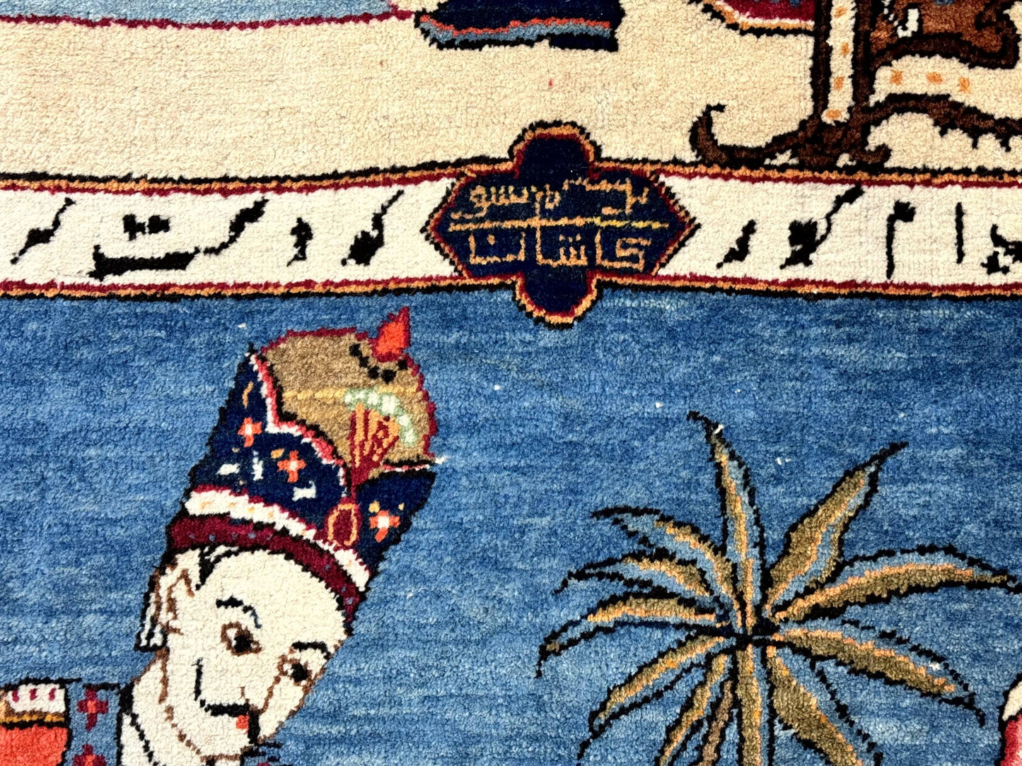 Persian Kashan Pictorial Rug 6x9 Hand Knotted Wool Wall Hanging King Bahram Hunting Scene Antique