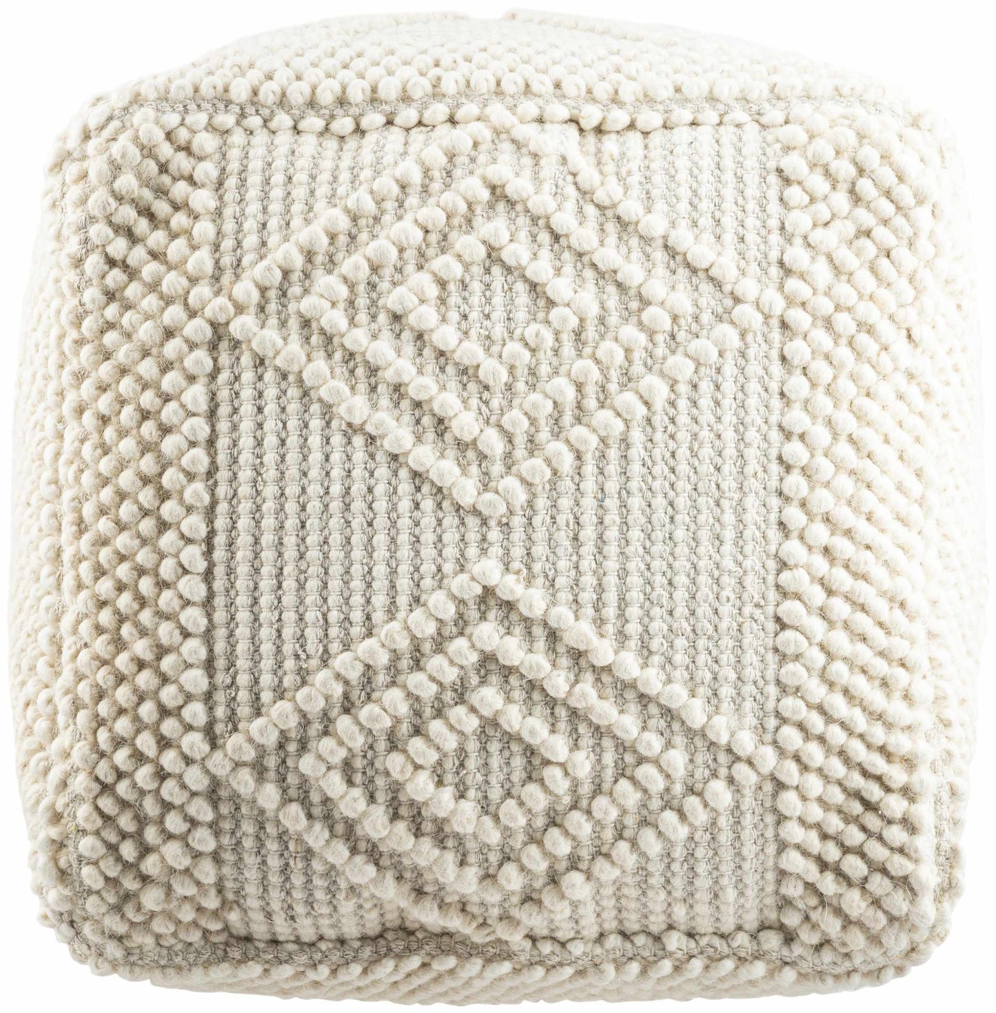 Neutral fabric accent pouf
