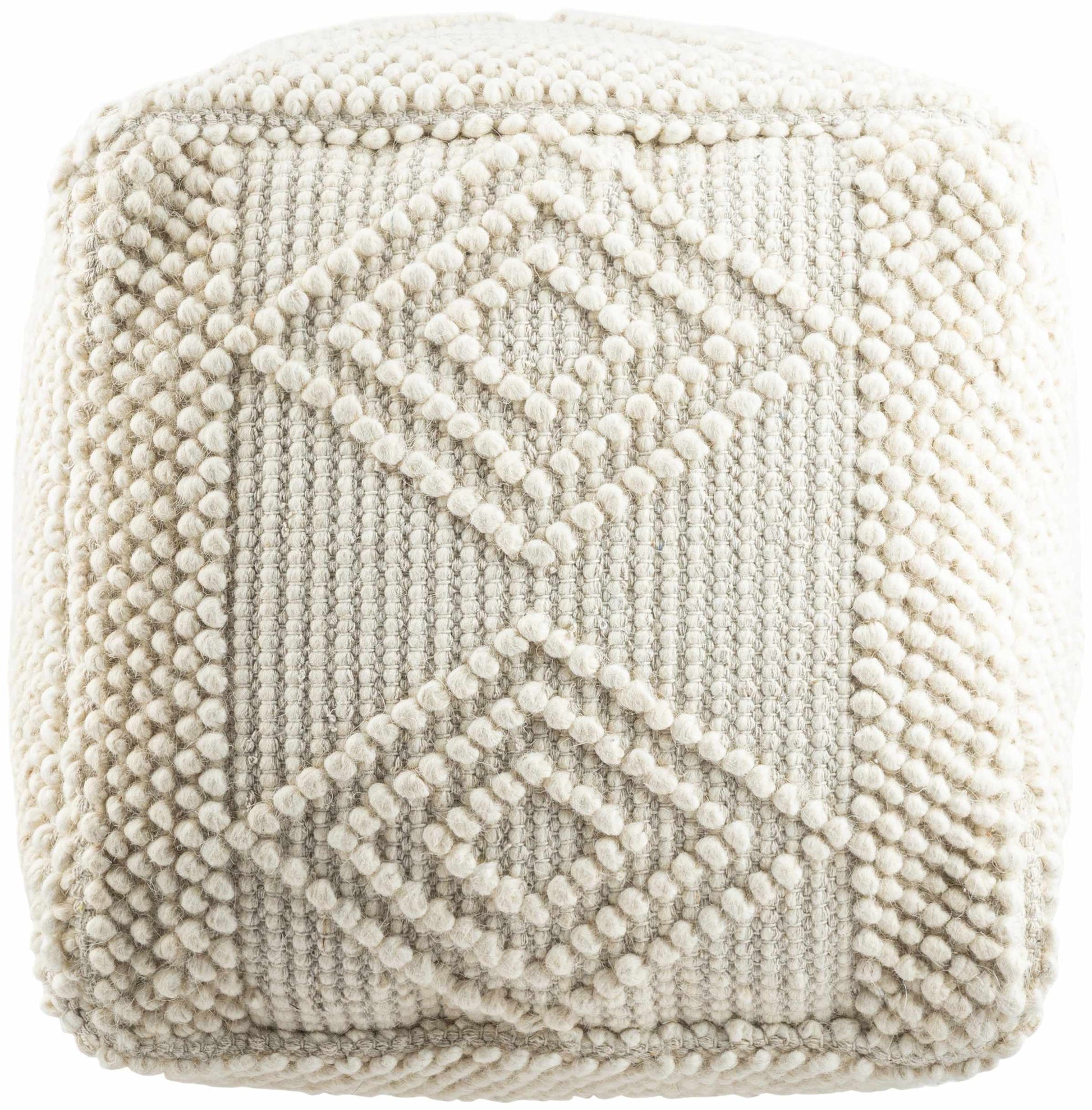 Neutral fabric accent pouf
