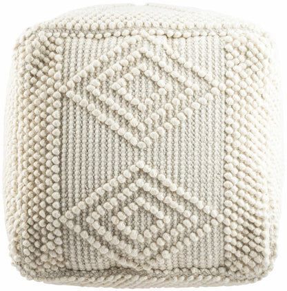 Neutral fabric accent pouf
