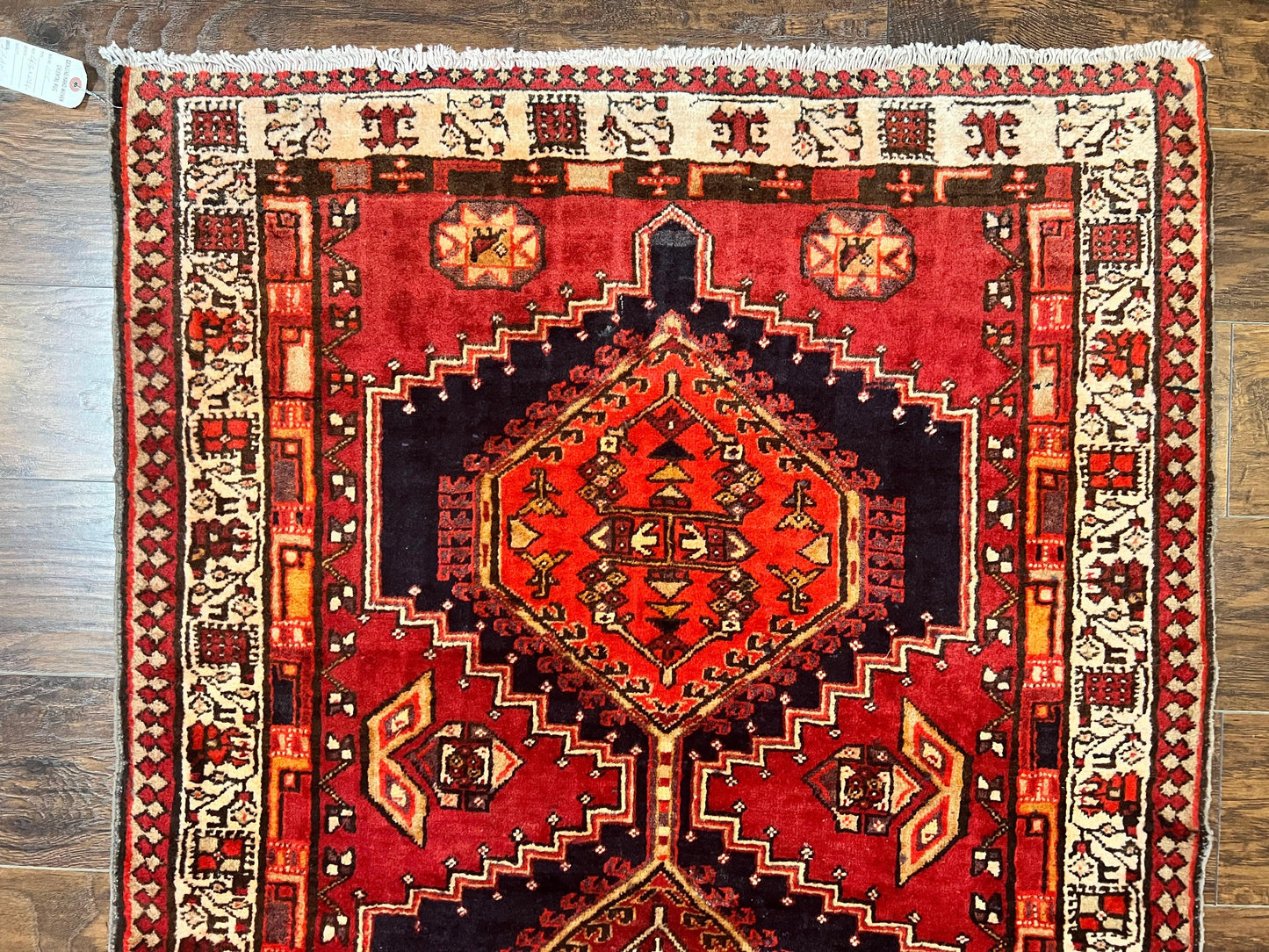 Persian Heriz Runner Rug Handmade Wool Medallion Geometric Red Antique Vintage Hand Knotted