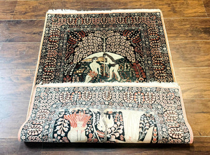Sino Persian Pictorial Rug Garden Of Eden Adam And Eve Tree Of Life Design Silk Hand Knotted 580 KPSI Masterpiece 2.7x4