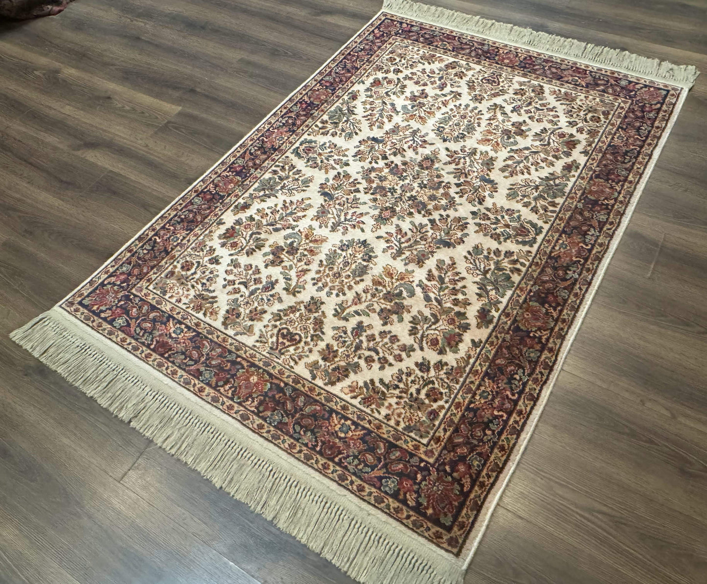 Karastan Ivory Sarouk Wool Rug 4x6 Vintage Original 700 Series