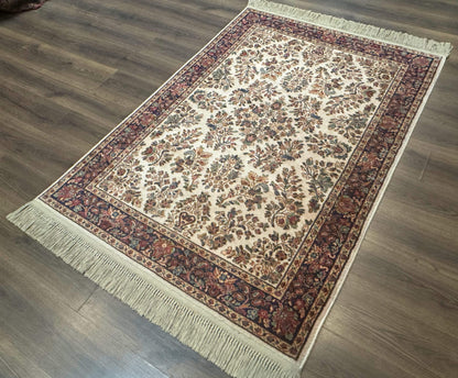 Karastan Ivory Sarouk Wool Rug 4x6 Vintage Original 700 Series